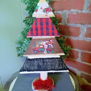 Hand Crafted Repurposed Wood Rustic Wooden Christmas Tree, Farmhouse Decor 16"